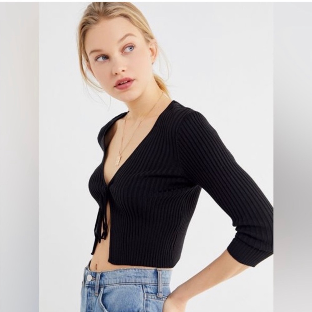 Urban outfitters ribbed tie cardigan